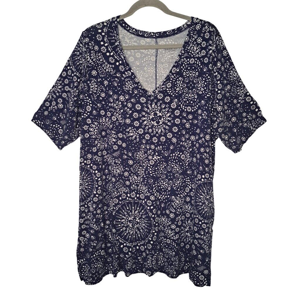 Torrid Super Soft Knit Blue Patterned Shirt Tunic Plus Size 3